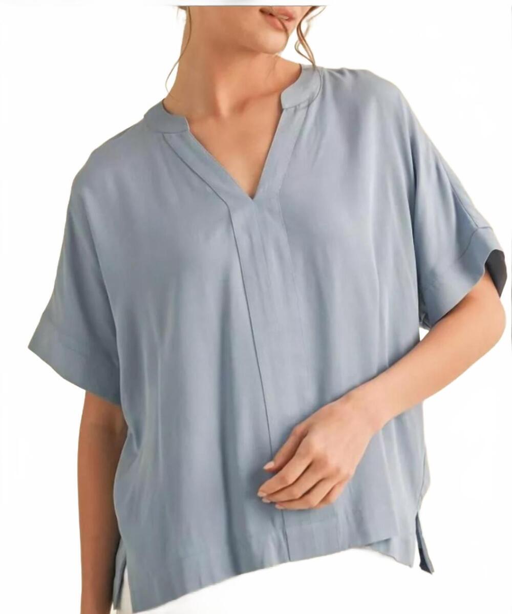 NEW JODIFL women's v-neck top in denim blue